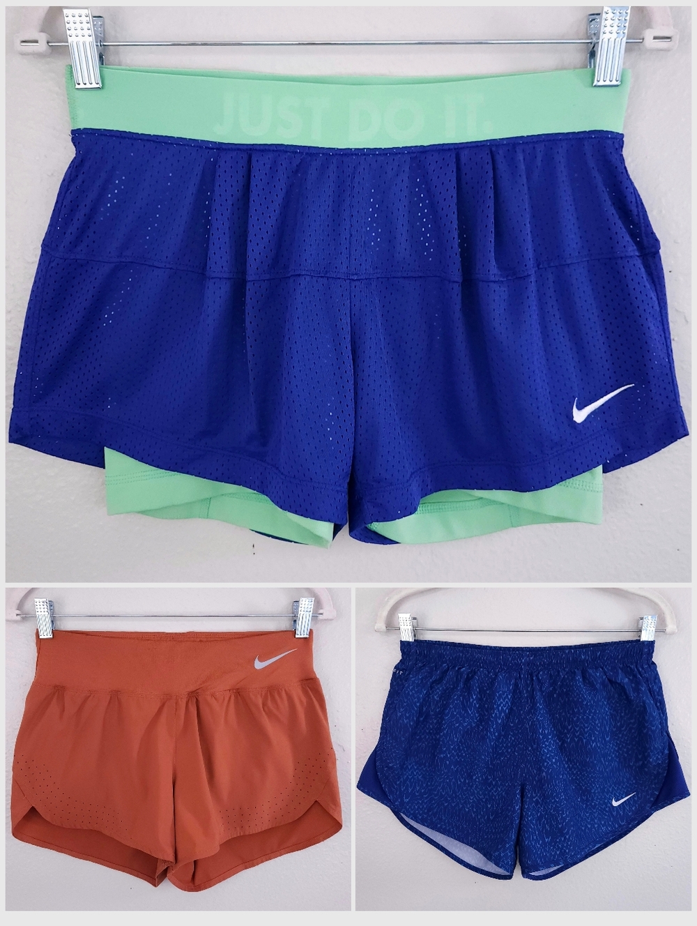 NIKE Shorts Lot x3 SMALL Icon 2-In-1 Mesh, Eclipse Flex,